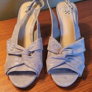 Vince Camuto Silver Suede Top Knot Sling Back New 9M 40